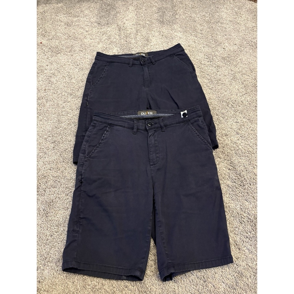 2! DU/ER Live Free Journey Shorts Mens 29x9 Dark Navy Stretch Comfort Lite DUER